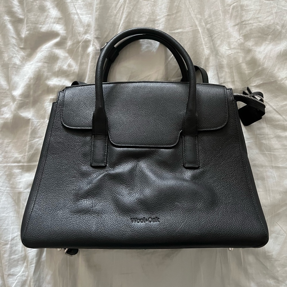 Wool and oak black all day bag backpack hand purse